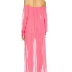 ROBE MAXI MANCHES LONGUES MILANI Pink -Ravis Mode Soldes Boutique ABER WD28 V4