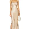 ROBE MAXI STYLE BUSTIER ET DRAPÉ SUR LES HANCHES BIJOU Champagne