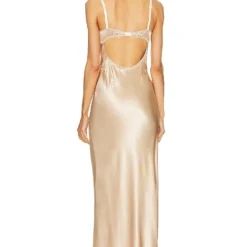 ROBE MAXI STYLE BUSTIER ET DRAPÉ SUR LES HANCHES BIJOU Champagne -Ravis Mode Soldes Boutique ABER WD30 V3
