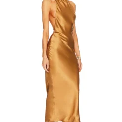 ROBE MAXI EN SOIE Light Brown -Ravis Mode Soldes Boutique AEXR WD3 V3