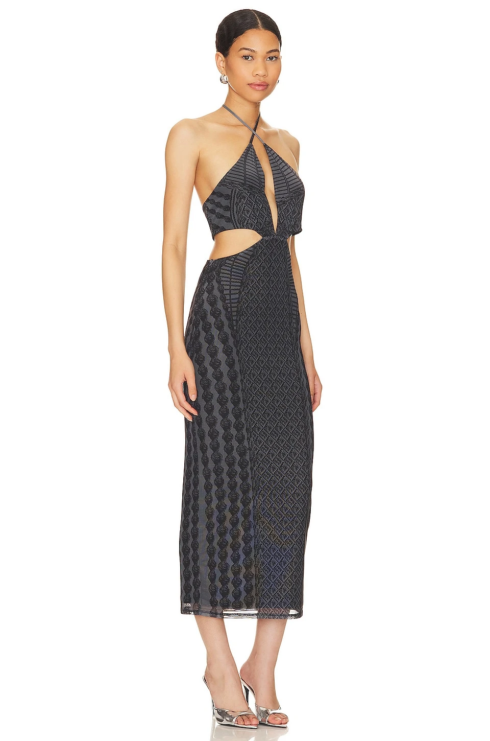 ROBE MI-LONGUE TESSA Noir Rope 2 ROBE MI-LONGUE TESSA Noir Rope – Image 2