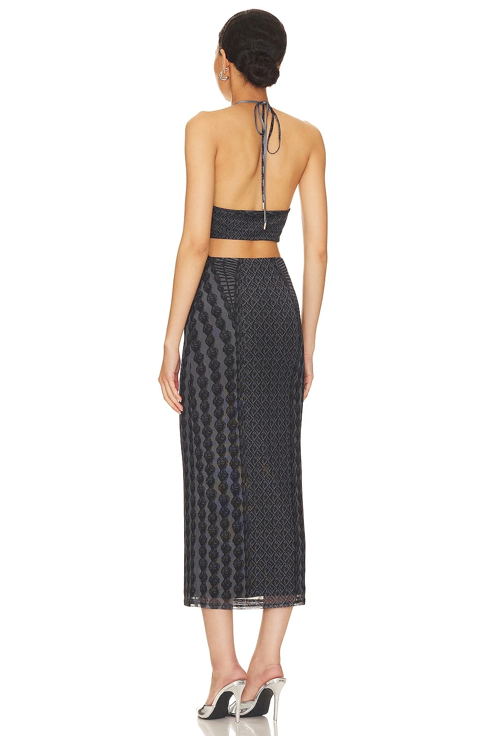 ROBE MI-LONGUE TESSA Noir Rope 3 ROBE MI-LONGUE TESSA Noir Rope – Image 3