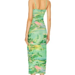 ROBE MAXI KEEFA Acid Green Marble -Ravis Mode Soldes Boutique AFFM WD266 V3