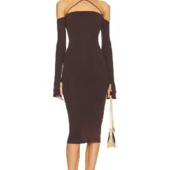 ROBE MI-LONGUE MADDY Dark Brown