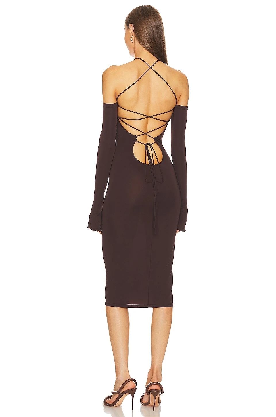 ROBE MI-LONGUE MADDY Dark Brown 3 ROBE MI-LONGUE MADDY Dark Brown – Image 3
