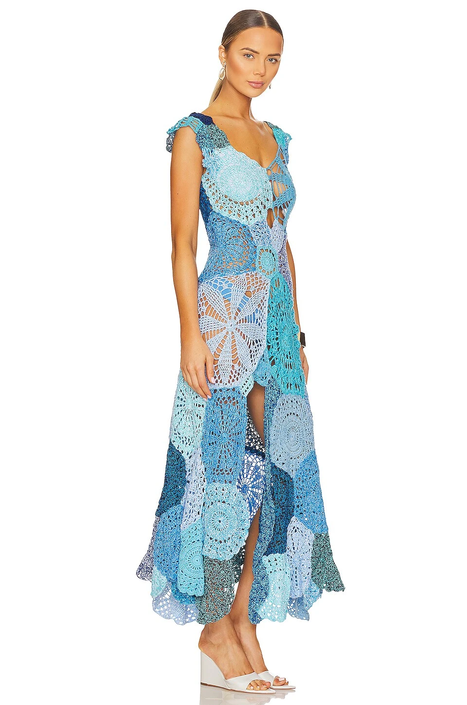 ROBE MAXI MERMAID Blue Motif 2 ROBE MAXI MERMAID Blue Motif – Image 2