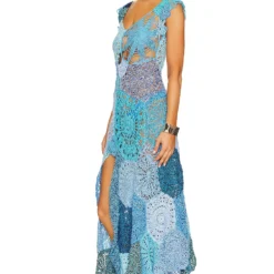 ROBE MAXI MERMAID Blue Motif 6 ROBE MAXI MERMAID Blue Motif -Ravis Mode Soldes Boutique APIN WD16 V3