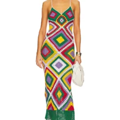 ROBE MI-LONGUE ESMERALDA White & Green Motif