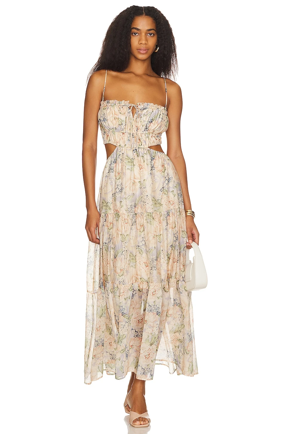 ROBE ODINA Blue & Peach Floral 1 ROBE ODINA Blue & Peach Floral