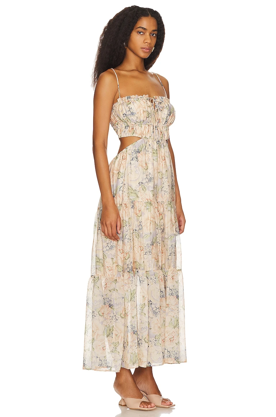 ROBE ODINA Blue & Peach Floral 2 ROBE ODINA Blue & Peach Floral – Image 2