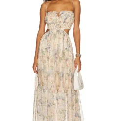 ROBE ODINA Blue & Peach Floral 7 ROBE ODINA Blue & Peach Floral -Ravis Mode Soldes Boutique ASTR WD405 V4