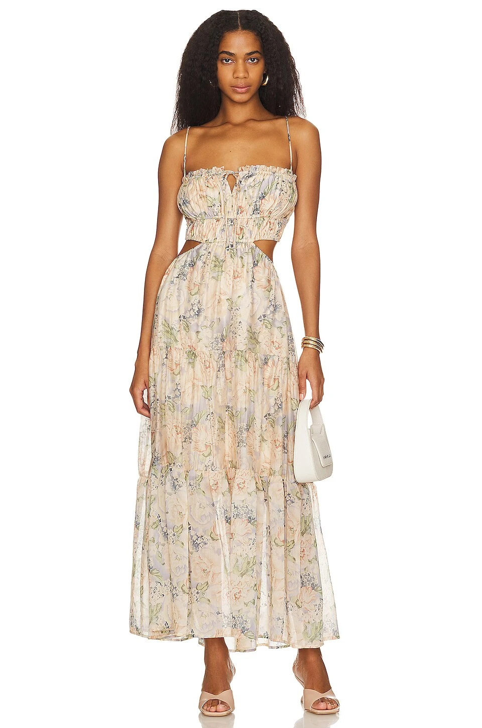 ROBE ODINA Blue & Peach Floral 4 ROBE ODINA Blue & Peach Floral – Image 4