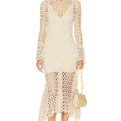 ROBE MIDI EN MAILLE CROCHET JOYA Vanilla