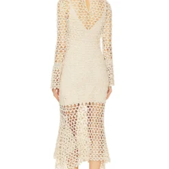 ROBE MIDI EN MAILLE CROCHET JOYA Vanilla -Ravis Mode Soldes Boutique AYNR WD20 V3