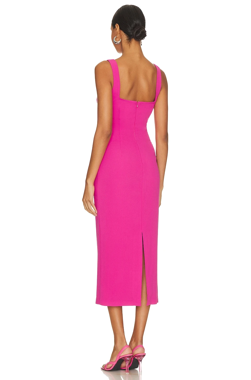 Bardot ROBE MI-LONGUE MAJA Pop Pink 3 Bardot ROBE MI-LONGUE MAJA Pop Pink – Image 3