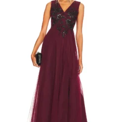 BCBGMAXAZRIA ROBE DE SOIRÉE LONGUE Deep Cranberry