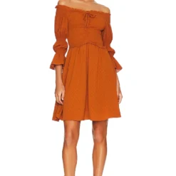 BCBGeneration ROBE COURTE SMOCKED BUBBLE SLEEVE Sugar Almond