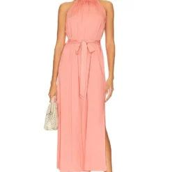 ROBE MIDI DOS-NU ET SMOCKS À LA TAILLE Blushed Coral