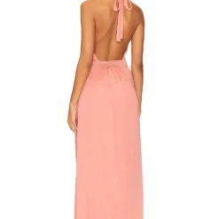 ROBE MIDI DOS-NU ET SMOCKS À LA TAILLE Blushed Coral 5 ROBE MIDI DOS-NU ET SMOCKS À LA TAILLE Blushed Coral -Ravis Mode Soldes Boutique BLD WD136 V3