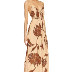 ROBE LONGUE SKY Coffee Flowers 4 ROBE LONGUE SKY Coffee Flowers -Ravis Mode Soldes Boutique BOAM WD28 V2