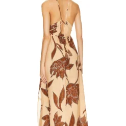 ROBE LONGUE SKY Coffee Flowers 5 ROBE LONGUE SKY Coffee Flowers -Ravis Mode Soldes Boutique BOAM WD28 V3