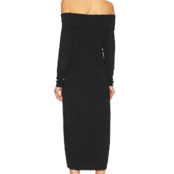 ROBE MI-LONGUE OFF THE SHOULDER Black -Ravis Mode Soldes Boutique BOBI WD1359 V3