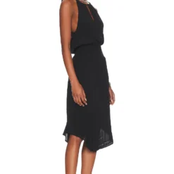 ROBE MI-LONGUE SMOCKED WAIST Black -Ravis Mode Soldes Boutique BOBI WD1369 V2