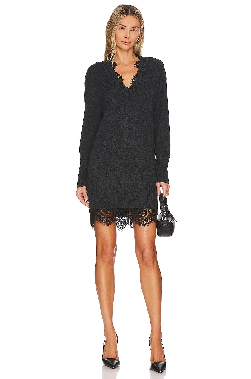 ROBE AMIRI Dark Charcoal Melange With Black Lace 1 ROBE AMIRI Dark Charcoal Melange With Black Lace