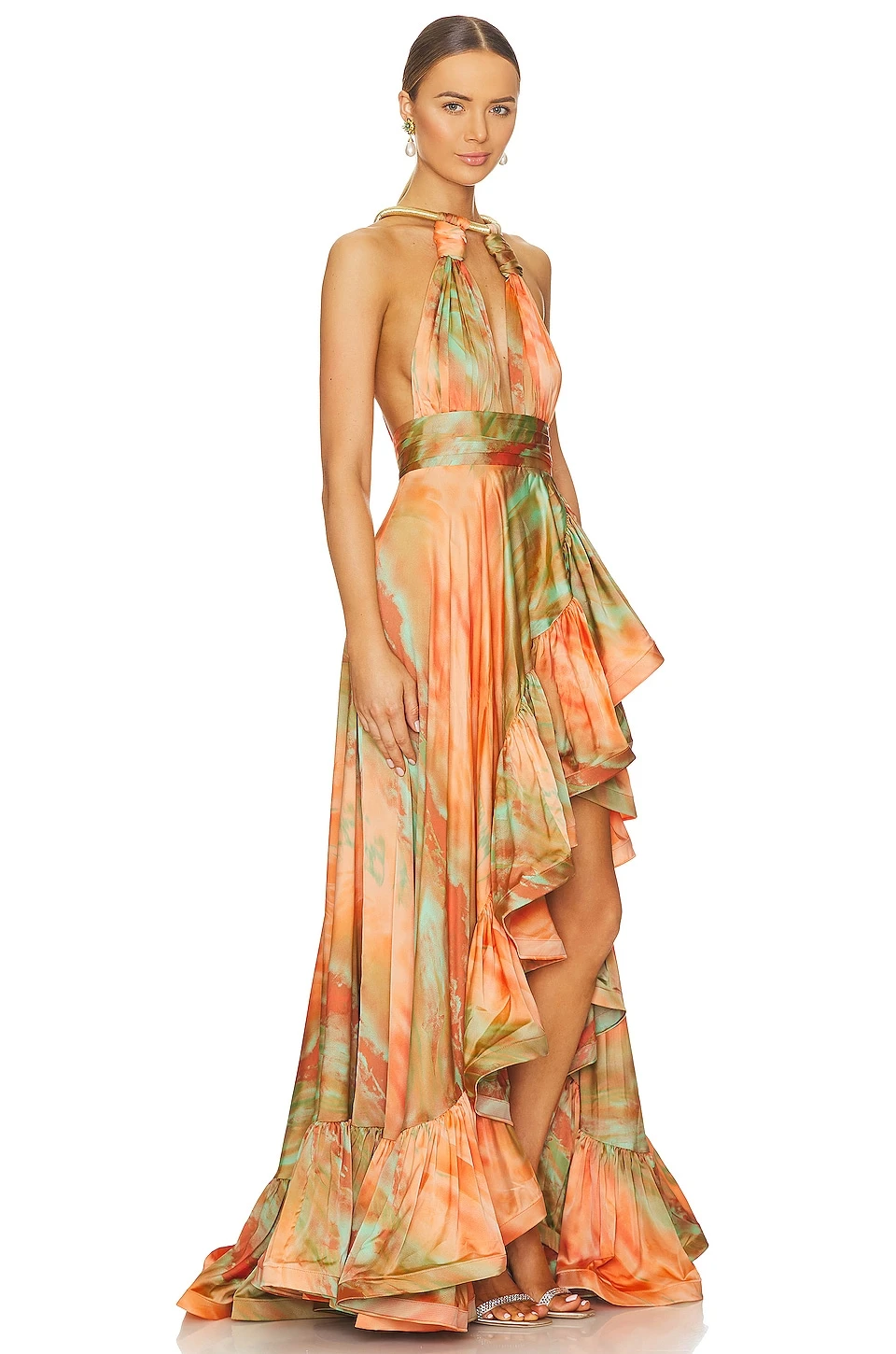 ROBE DE SOIRÉE PALMA Orange & Multicolor 2 ROBE DE SOIRÉE PALMA Orange & Multicolor – Image 2