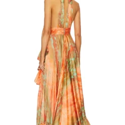 ROBE DE SOIRÉE PALMA Orange & Multicolor 5 ROBE DE SOIRÉE PALMA Orange & Multicolor -Ravis Mode Soldes Boutique BROR WD516 V3