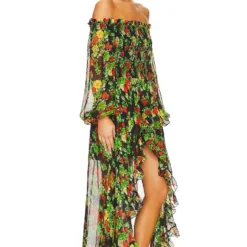 ROBE DE SOIRÉE AMBROSSIA Yellow Red Noir Floral -Ravis Mode Soldes Boutique CLNR WD113 V2