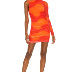 Camila Coelho ROBE COURTE SERI Orange Tie Dye
