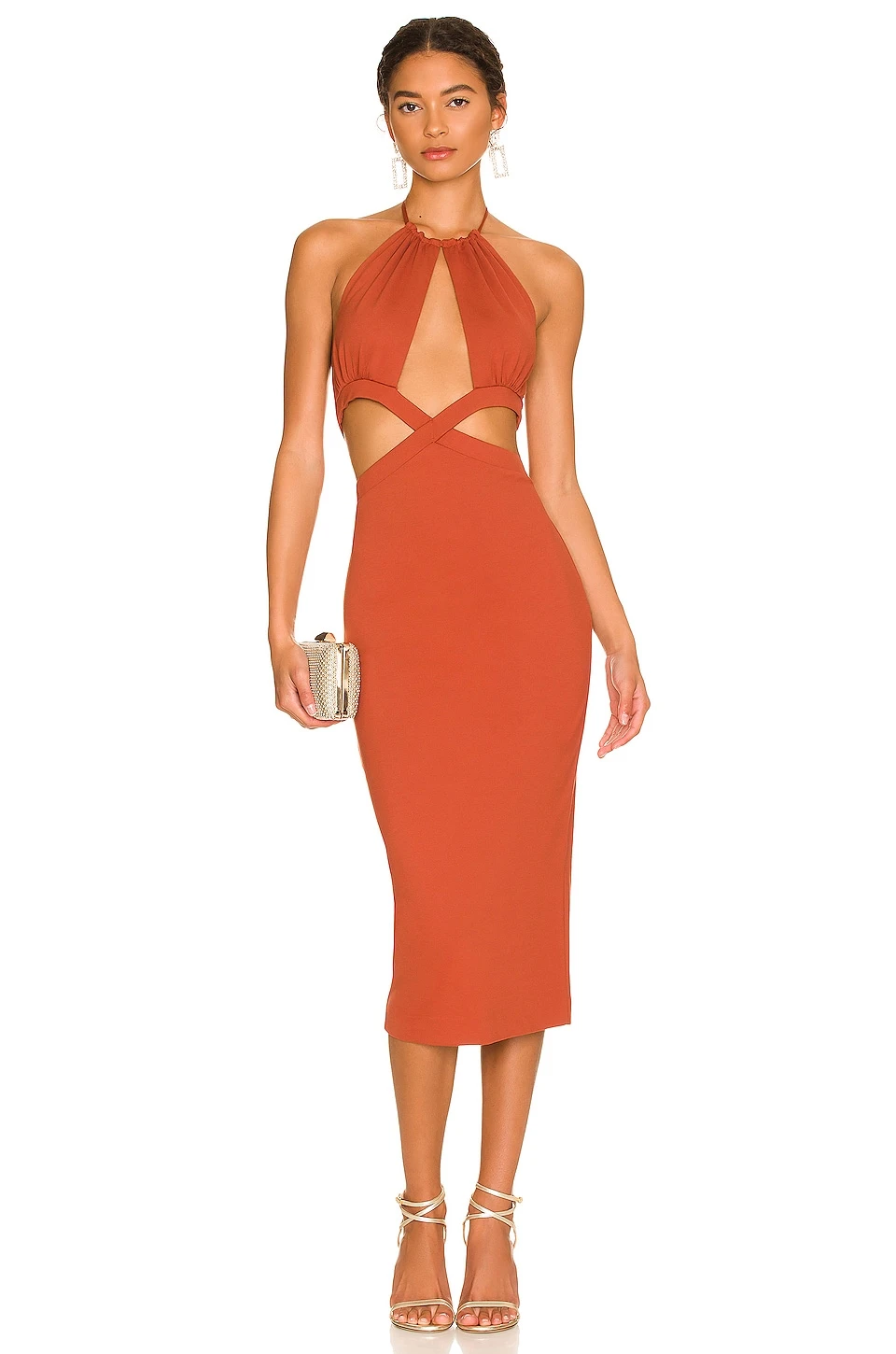 Camila Coelho ROBE MI-LONGUE RIDA Redwood 1 Camila Coelho ROBE MI-LONGUE RIDA Redwood