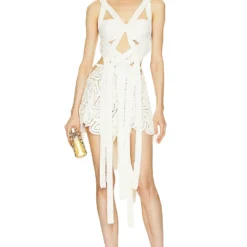 Cult Gaia ROBE MAILLE CROCHET KIVI Off White High Twisted Cotton -Ravis Mode Soldes Boutique CULG WQ26 V4