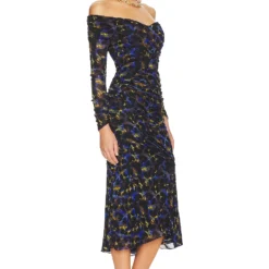 DIANE VON FURSTENBERG ROBE GANESA Velvet Leopard Sapp Blue -Ravis Mode Soldes Boutique DVF WD465 V2