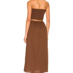 Faithfull The Brand ROBE DEVA Plain Dark Chocolate -Ravis Mode Soldes Boutique FAIB WD455 V3