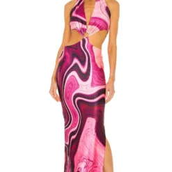 ROBE LONG GAIA Magenta Pop -Ravis Mode Soldes Boutique FDOR WD2 V1