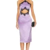 Fleur Du Mal ROBE CARACO SILK AND LACE HALTER Light Lilac