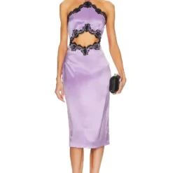 Fleur Du Mal ROBE CARACO SILK AND LACE HALTER Light Lilac