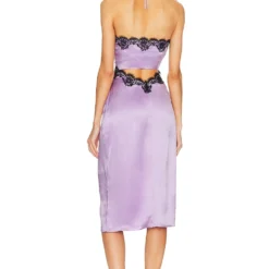 Fleur Du Mal ROBE CARACO SILK AND LACE HALTER Light Lilac -Ravis Mode Soldes Boutique FLER WD24 V3