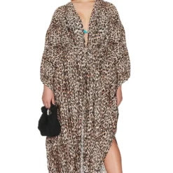 GOOD AMERICAN Always Fits Plisse Goddess Robe Good Leopard -Ravis Mode Soldes Boutique GAME WD15 V4