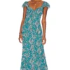 ROBE MAXI VIANA Teal Floral Multi