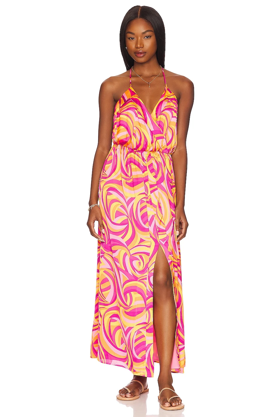 ROBE MAREENA Pink Swirl Print 1 ROBE MAREENA Pink Swirl Print