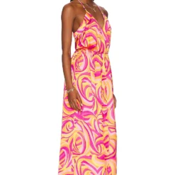 ROBE MAREENA Pink Swirl Print 4 ROBE MAREENA Pink Swirl Print -Ravis Mode Soldes Boutique HOOF WD893 V2
