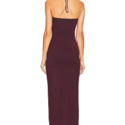 ROBE MAXI KHOURY Burgundy -Ravis Mode Soldes Boutique HOOF WD912 V3