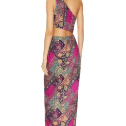 ROBE MARCILLY Pink Multi 5 ROBE MARCILLY Pink Multi -Ravis Mode Soldes Boutique HOOF WD977 V3