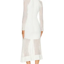 HERVE LEGER ROBE MI-LONGUE Alabaster -Ravis Mode Soldes Boutique HVLG WD8 V3