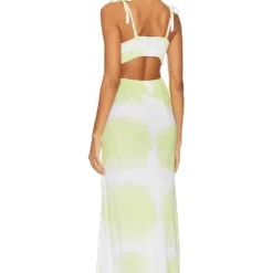 ROBE HAZEL Neon Green Shibori 5 ROBE HAZEL Neon Green Shibori -Ravis Mode Soldes Boutique JENS WD566 V3