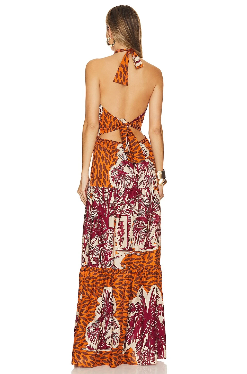 JOHANNA ORTIZ ROBE MAXI RITOS DE DUELO Toile Mustard Orange, Ecru, & Wine 3 JOHANNA ORTIZ ROBE MAXI RITOS DE DUELO Toile Mustard Orange, Ecru, & Wine – Image 3