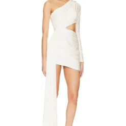 ROBE MINI UNE ÉPAULE DÉNUDÉE Arctic Ivory 6 ROBE MINI UNE ÉPAULE DÉNUDÉE Arctic Ivory -Ravis Mode Soldes Boutique KHAR WD17 V2